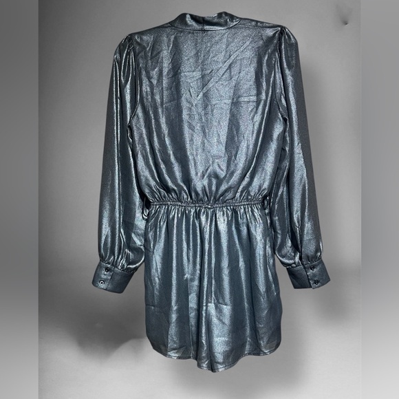 NWT Le Lis Metallic Silver Jumpsuit Sz S - Picture 2 of 12